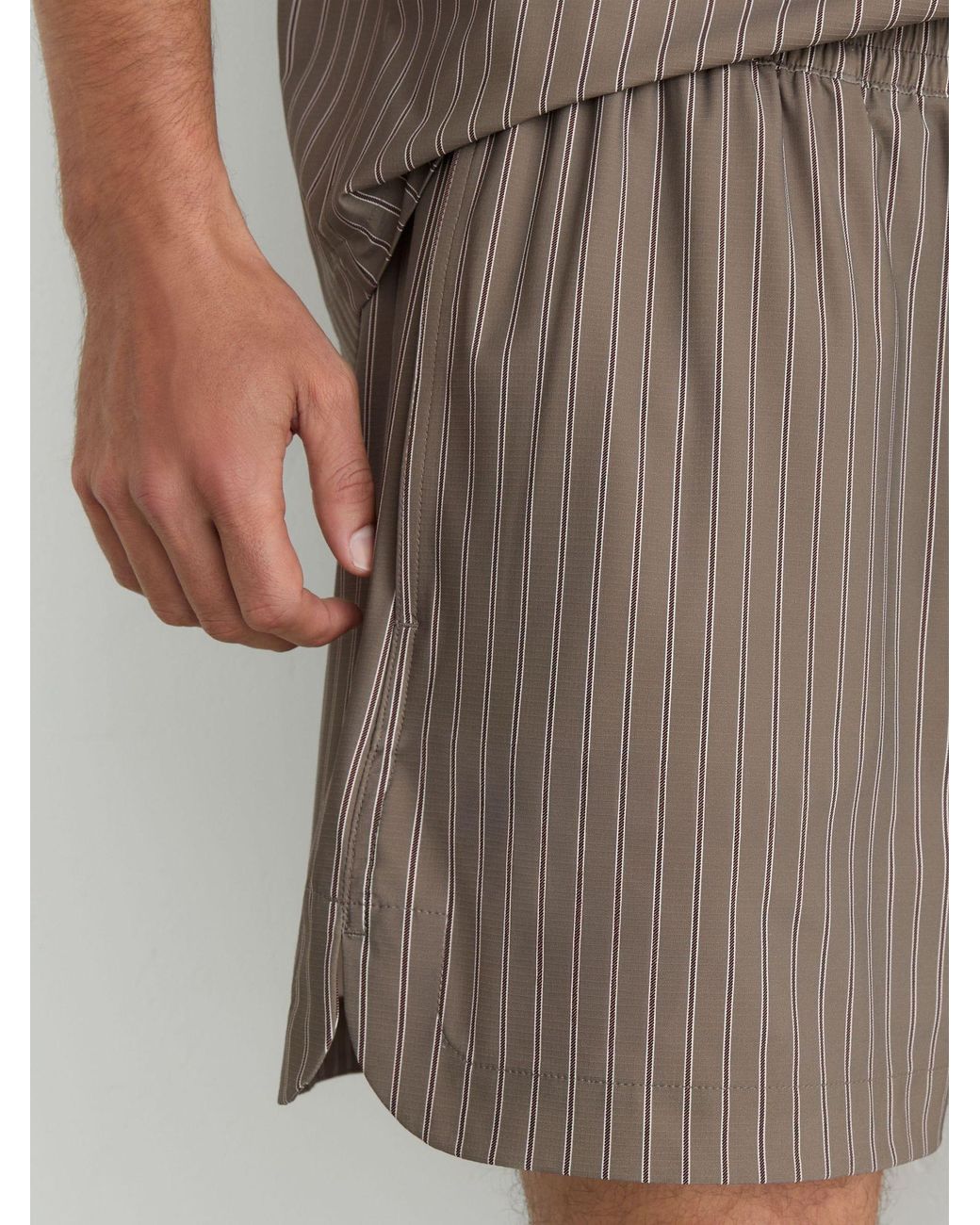Reiss Brown Stripe Drawstring Shorts for men