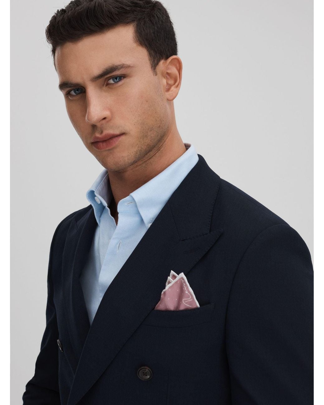 Reiss Liam - Pink Polka Dot Silk Pocket Square, One for men