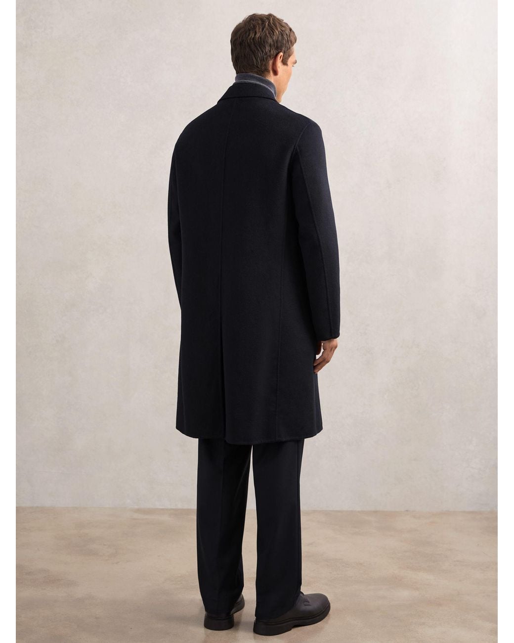 Reiss Blue Squire - Navy Wool-blend Single-breasted Overcoat, M for men
