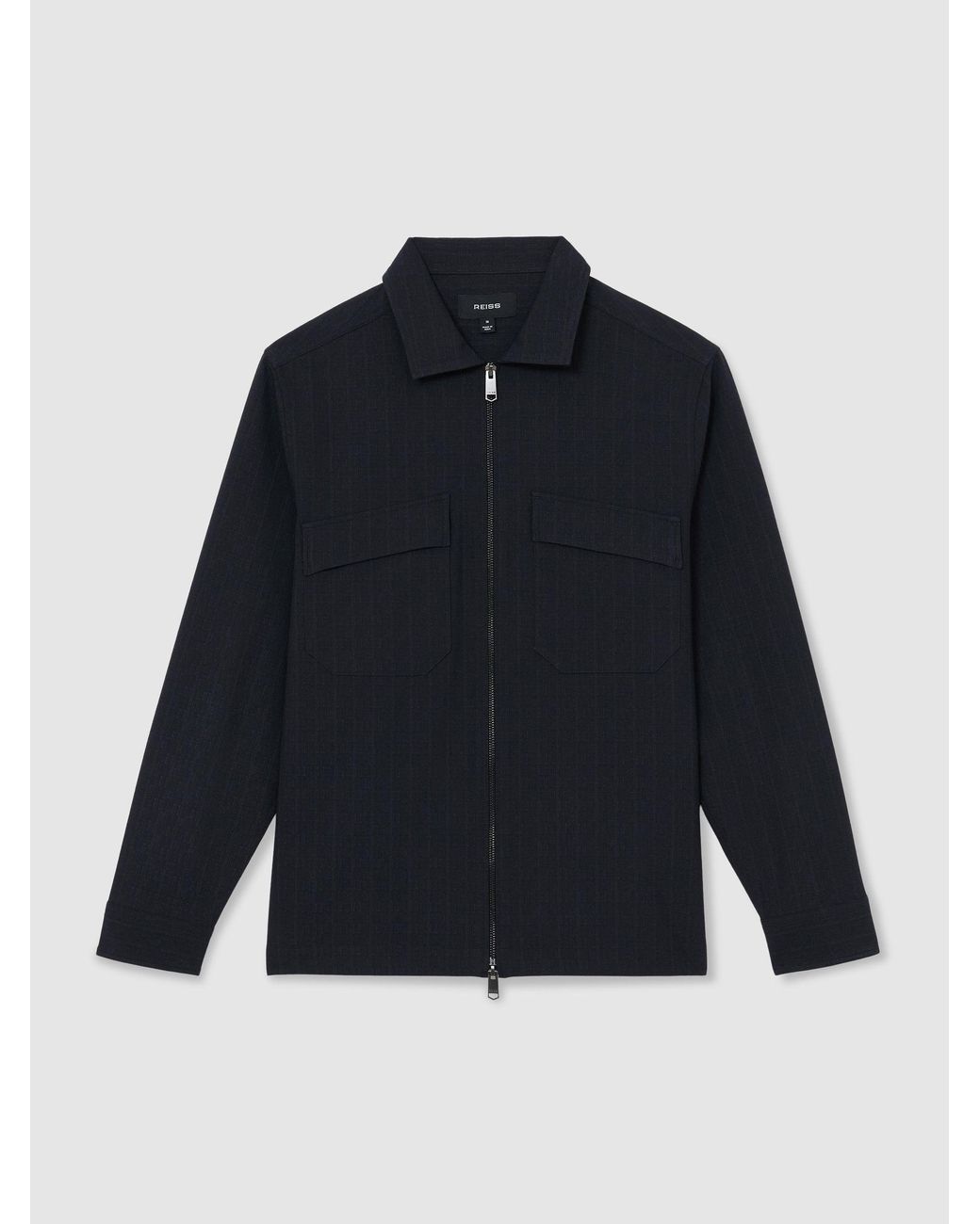 Reiss Blue Sidney Stripe Zip-Through Overshirt for men