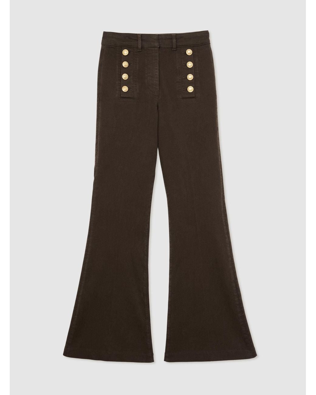 Reiss Multicolor Button-Detail High-Rise Flared Jeans