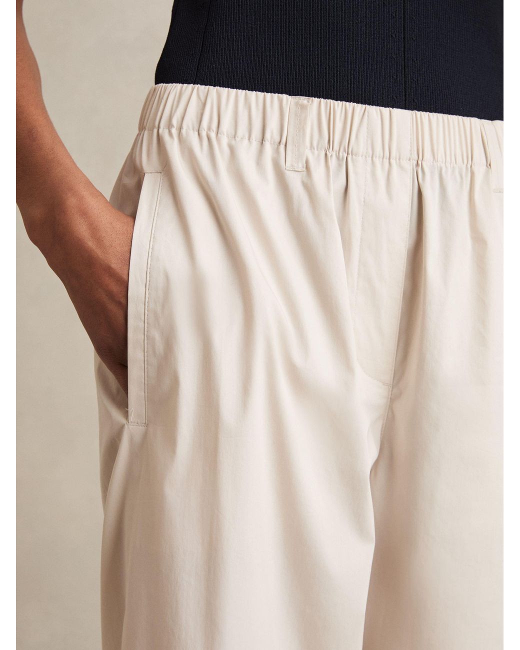 Reiss Natural Osbourne - Stone Cotton-blend Straight-leg Trousers, Us 2