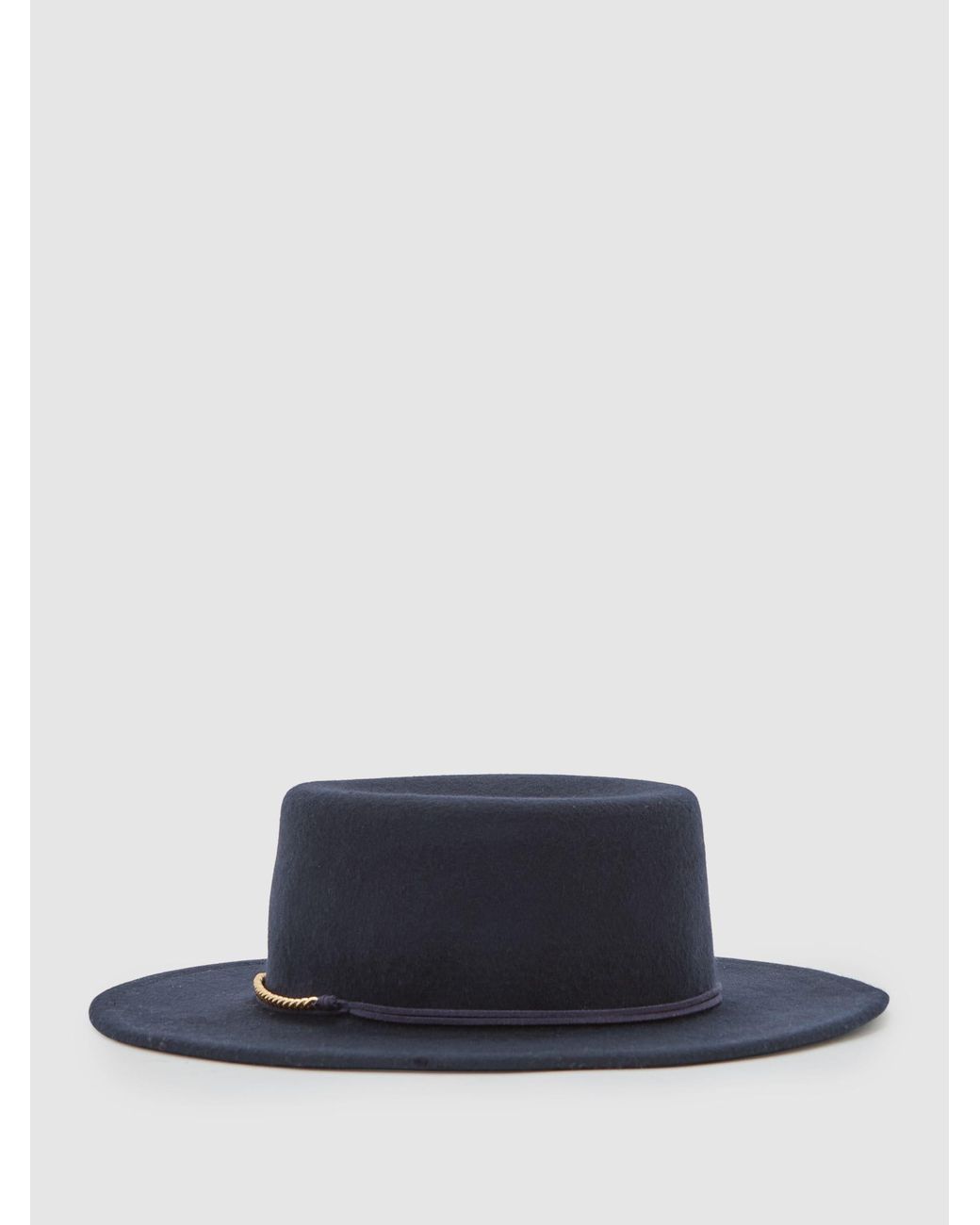 Reiss Blue Lacey - Navy Wool Felt Chain-strap Fedora Hat, M-l