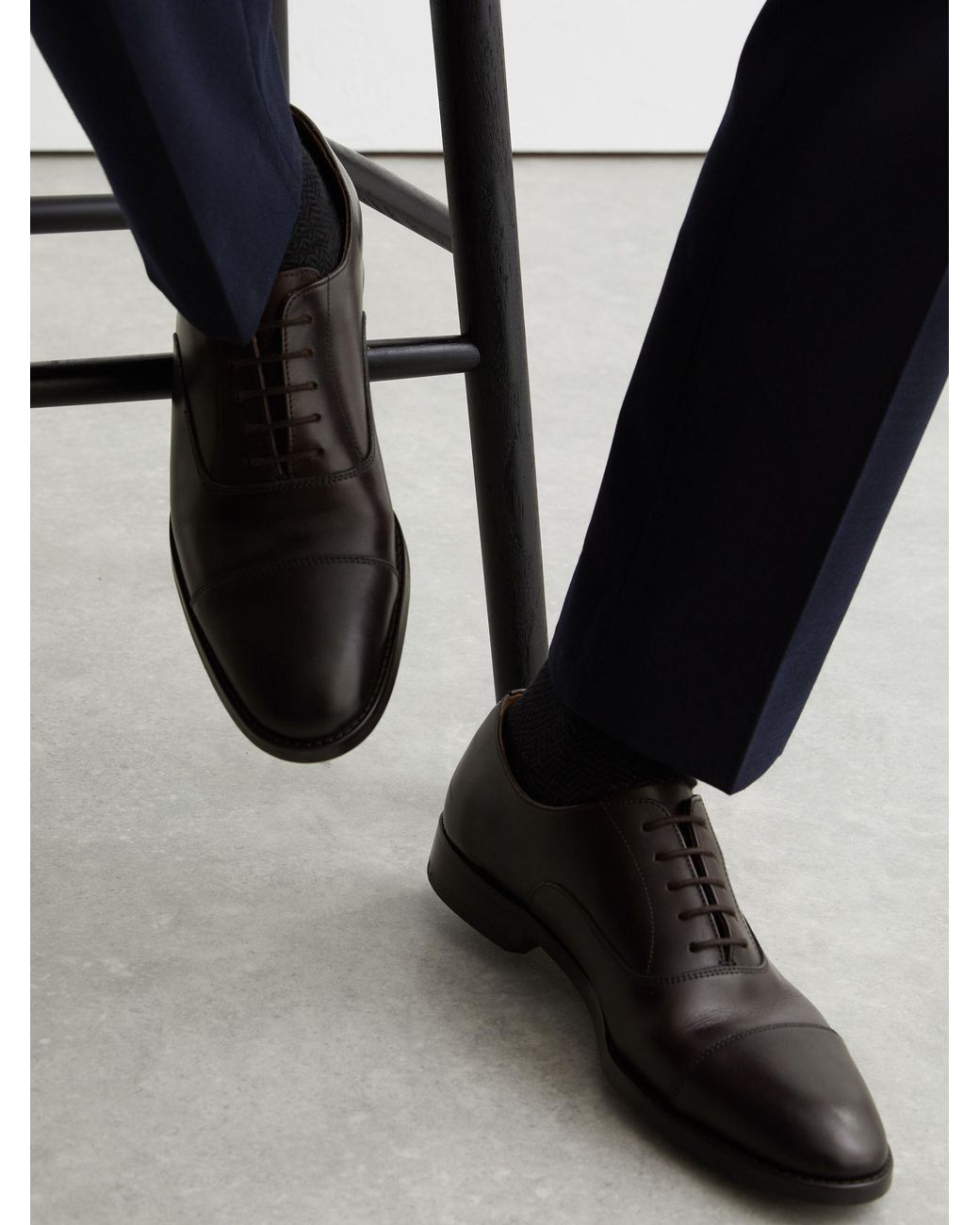 Reiss Blue Rice - Dark Brown Leather Lace Up Oxford Shoes, Us 11 (uk 10) for men