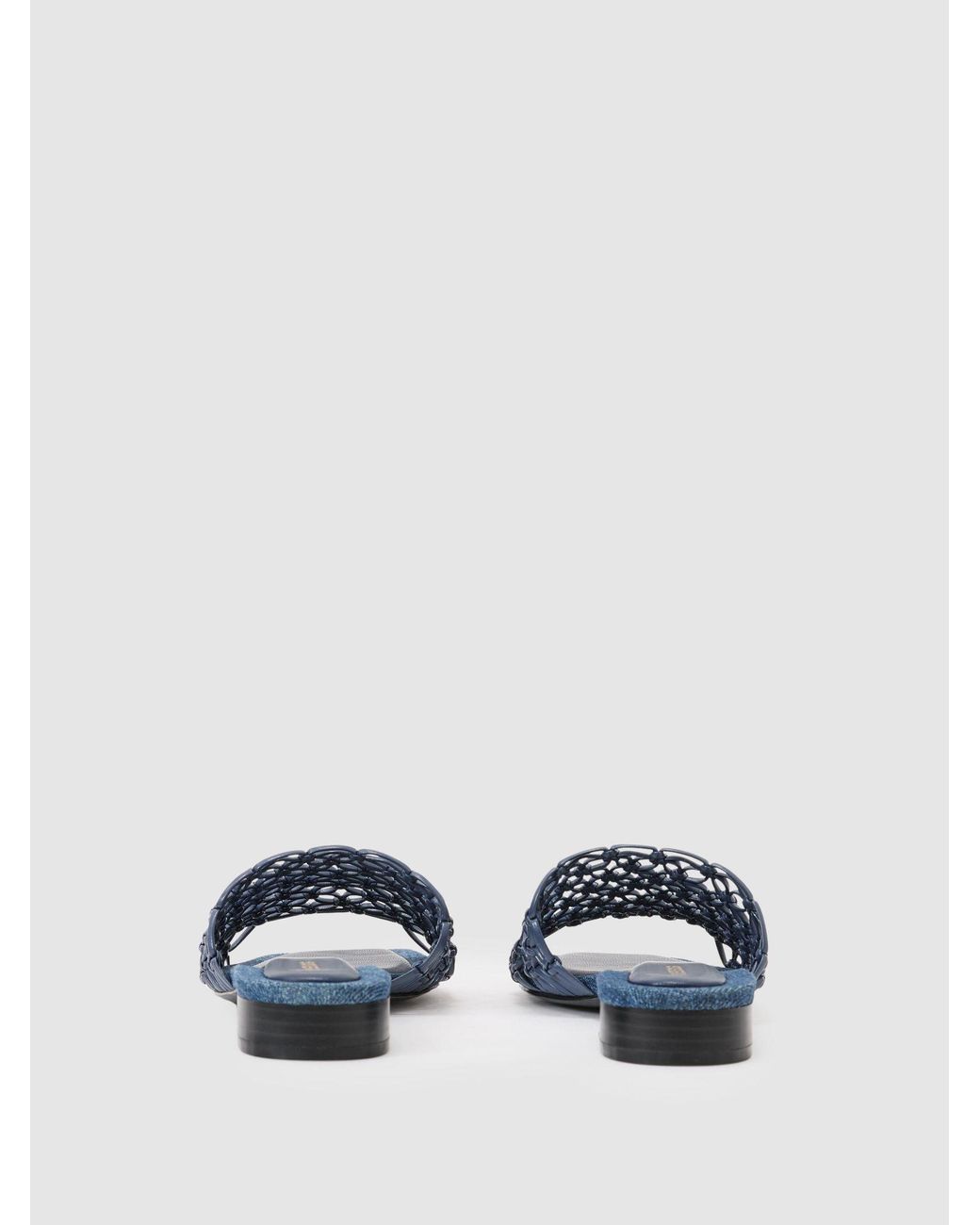 Reiss White Woven Flat Denim Sandals