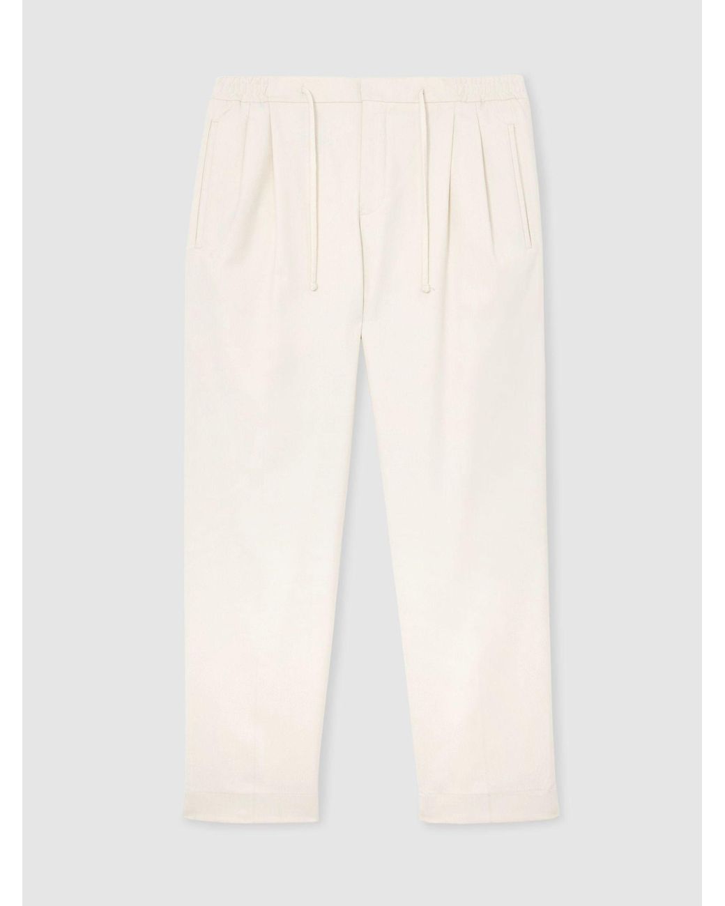 Reiss White Relaxed Twill Drawstring Trousers for men