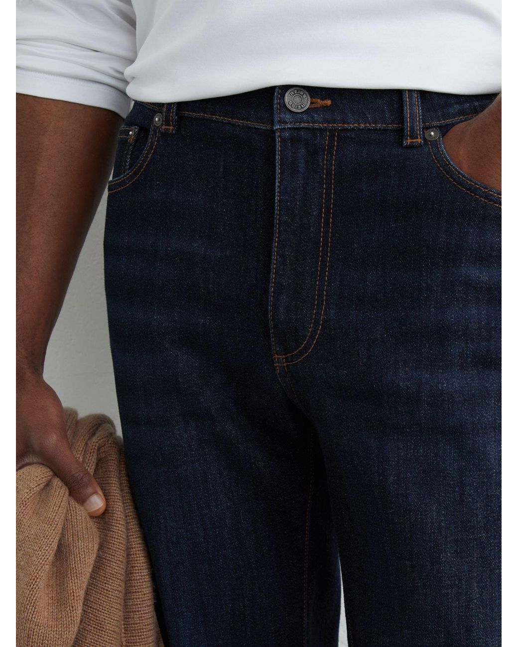 Reiss Picton - Indigo Blue Wash Cotton-blend Slim-fit Jeans, 34w X 33l (uk 34 L) for men