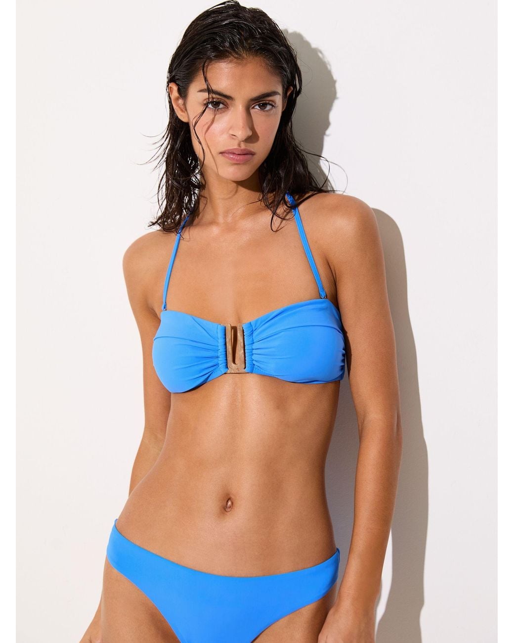 Reiss Carina - Blue Removable-strap Bandeau Bikini Top, Us 8