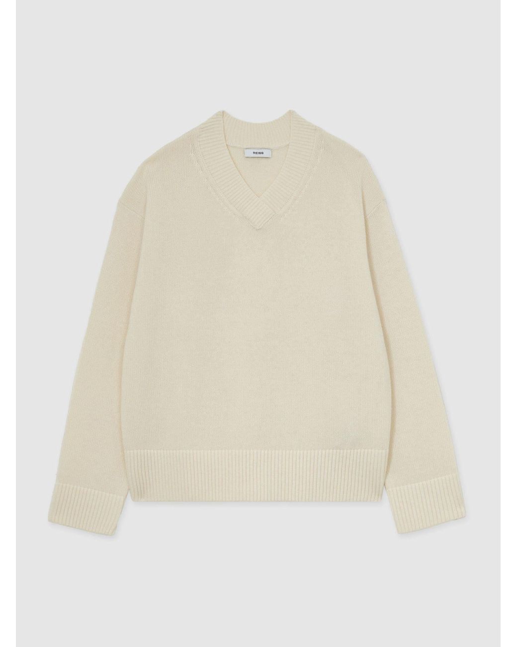 Reiss Natural Petite Wool-Cashmere V-Neck Jumper