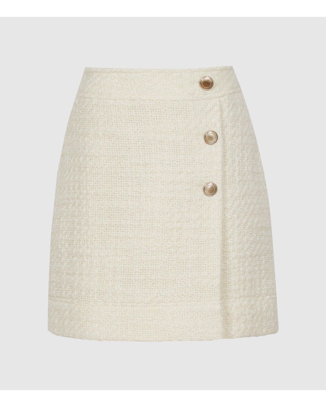 Reiss June - Boucle Mini Skirt in Natural | Lyst