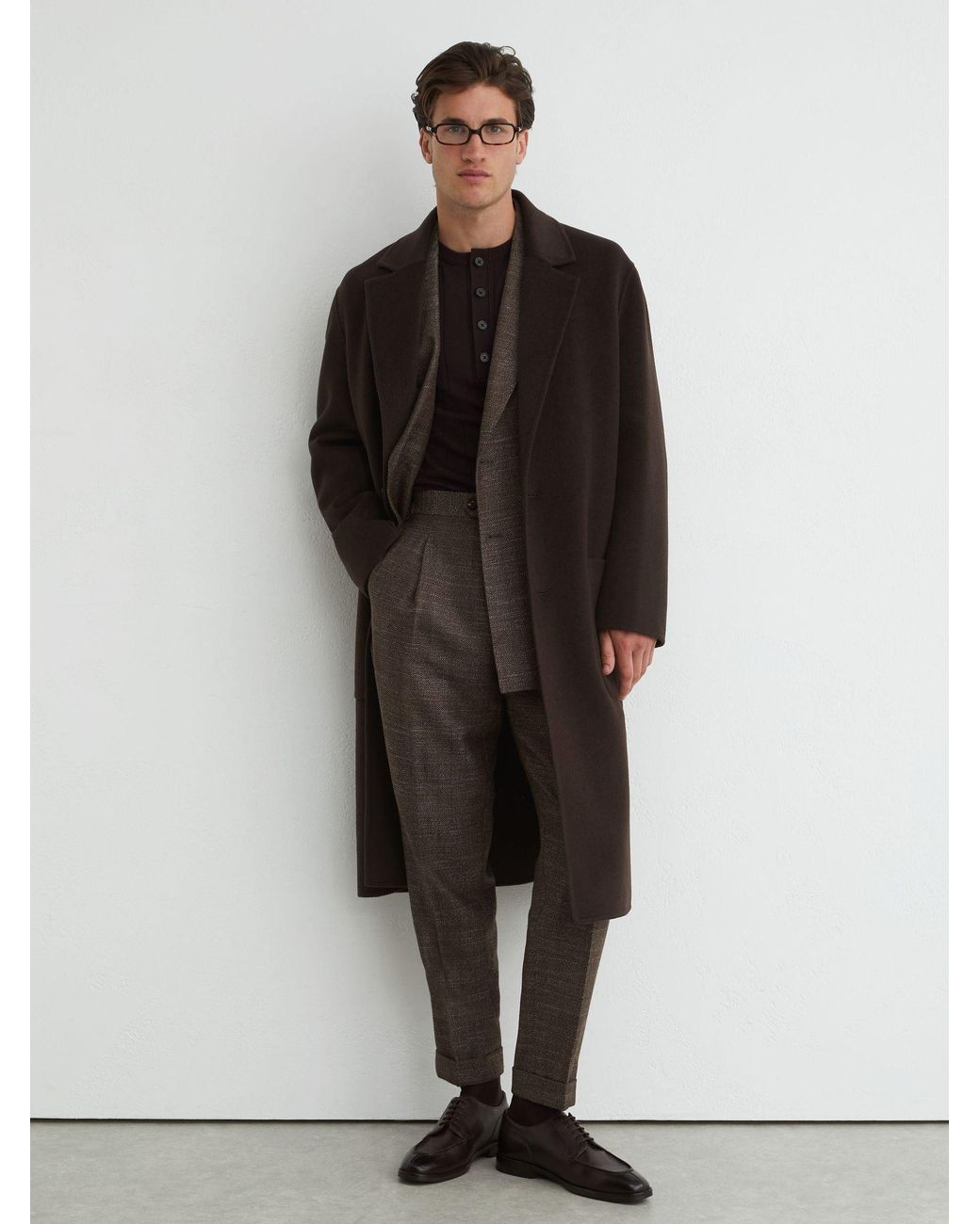Reiss Black Wool-Blend Blindseam Relaxed-Fit Coat for men