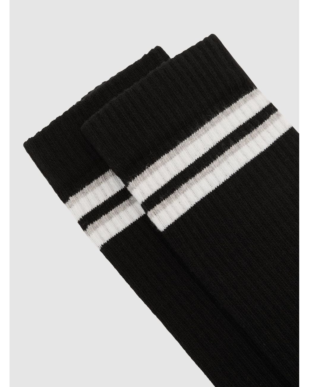 Reiss Nori - Black/white Cotton-blend Ribbed Stripe-detail Socks, M-l for men