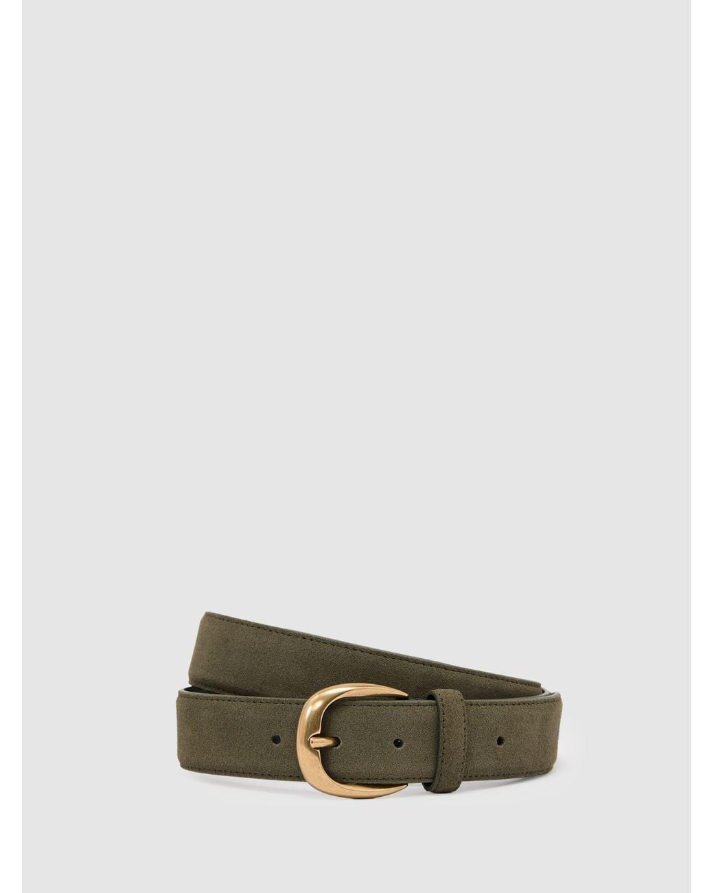 Reiss Green Pierce Curved-Buckle Belt for men