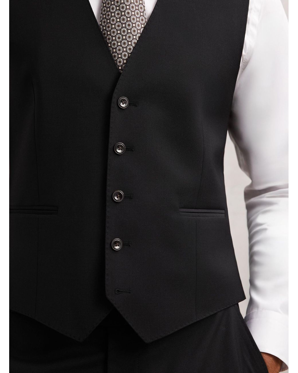 Reiss Promise - Black Wool-blend Tailored-fit Waistcoat, Us 44 Regular for men