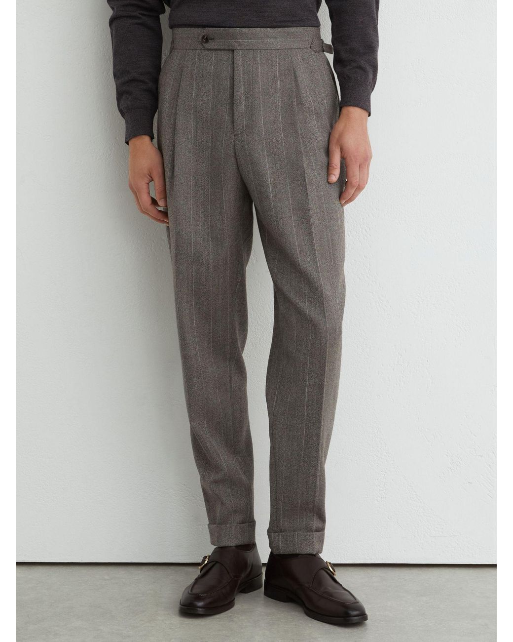 Reiss Gray Classic Fit Wool Pinstripe Suit Trousers for men