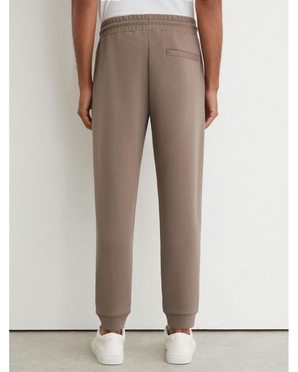 Reiss White Sueded Interlock Jersey Cuffed Joggers for men