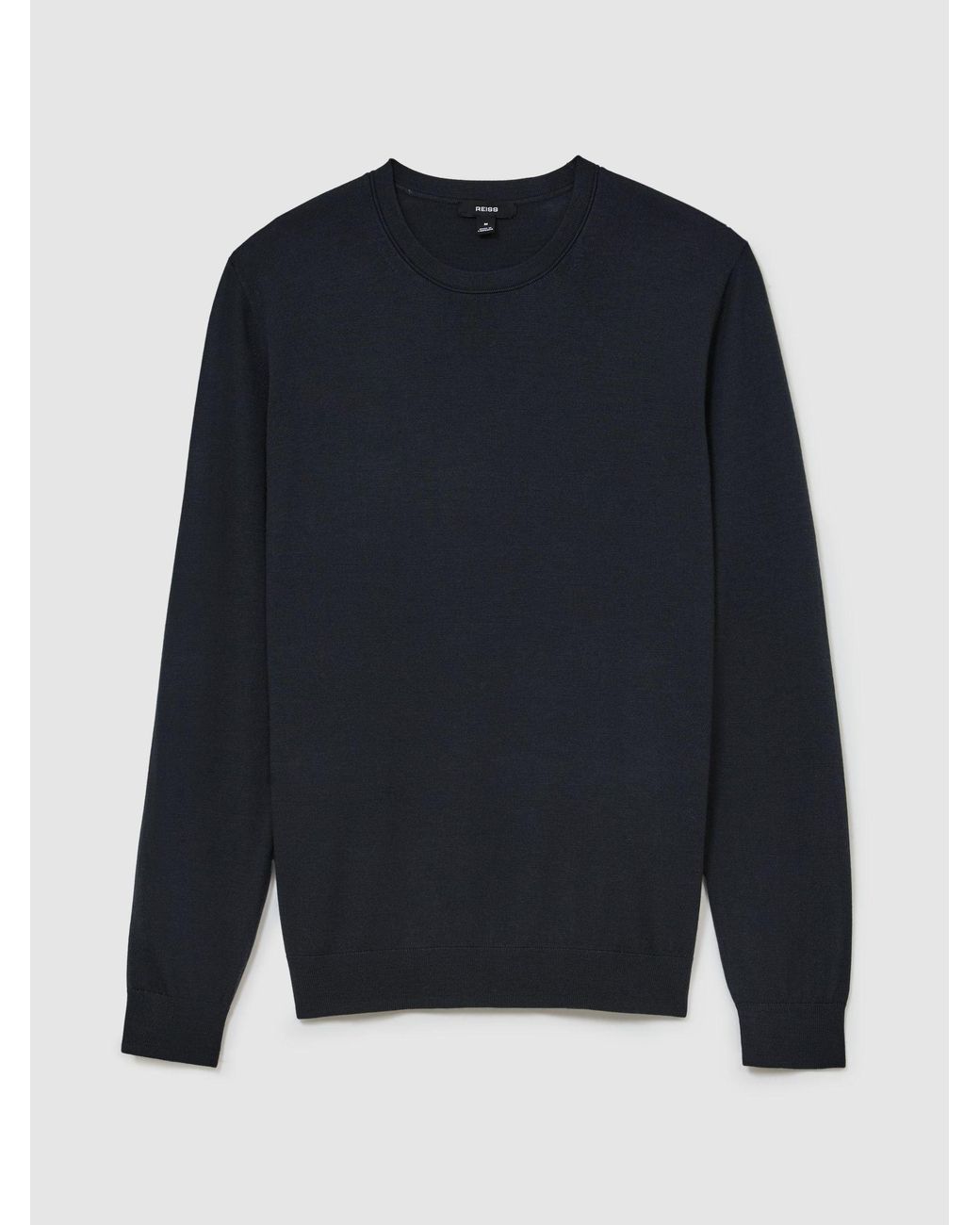 Reiss Blue Wessex - Vulcan Grey Merino Wool Crew-neck Jumper, S for men