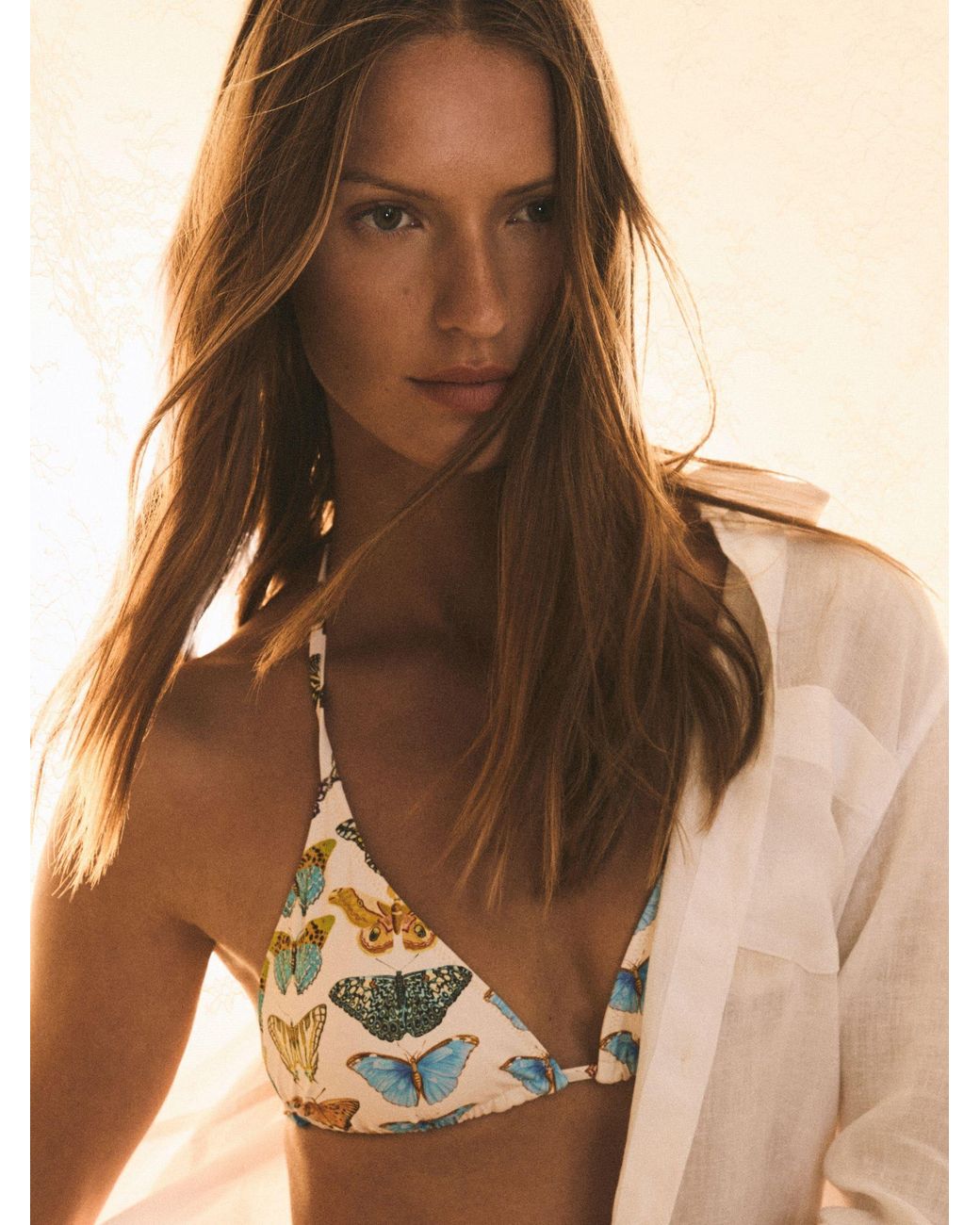 Reiss Brown X Nybg Printed Reversible Bikini Top