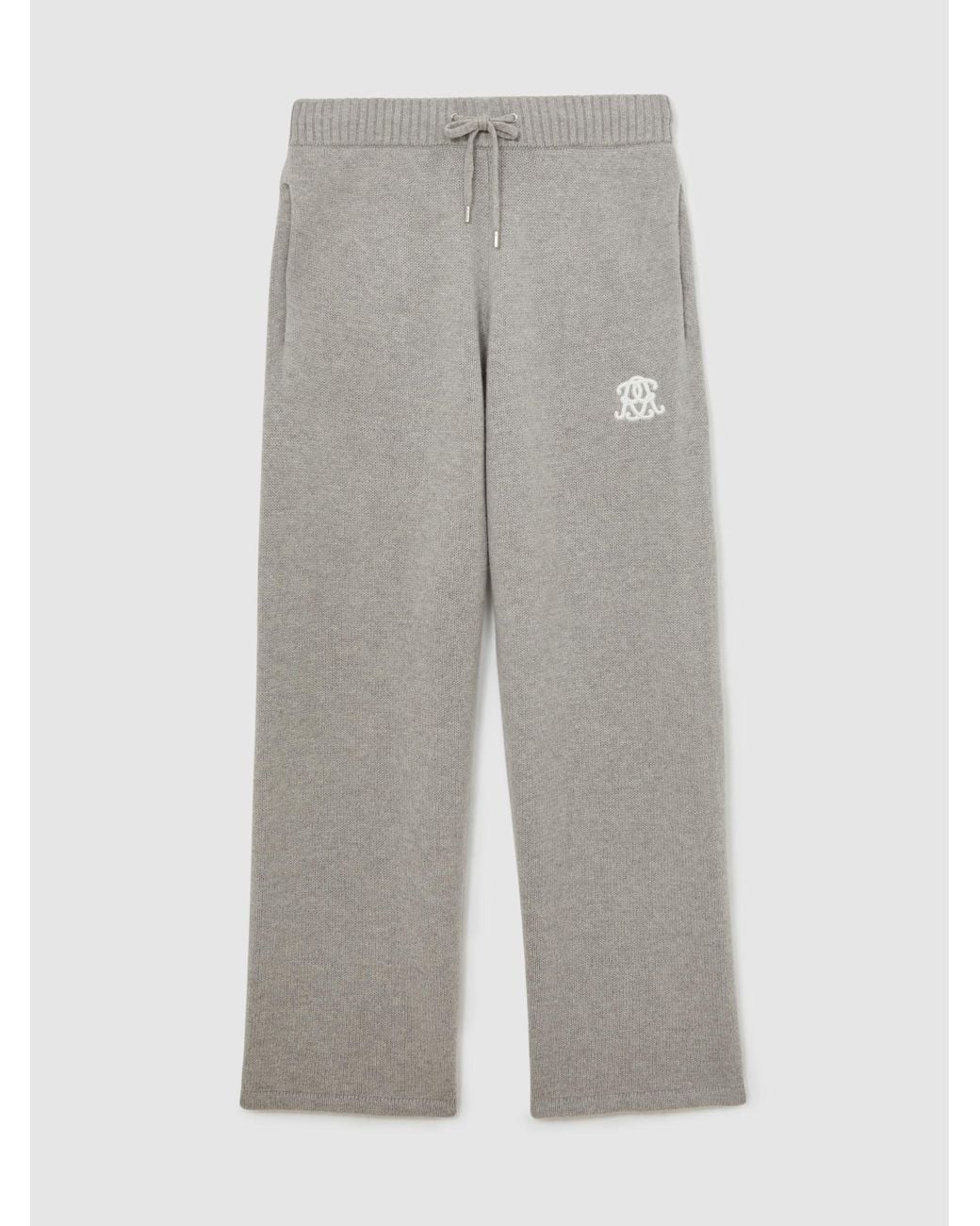 Reiss Natural Monogram Wool Wide-Leg Knitted Joggers for men