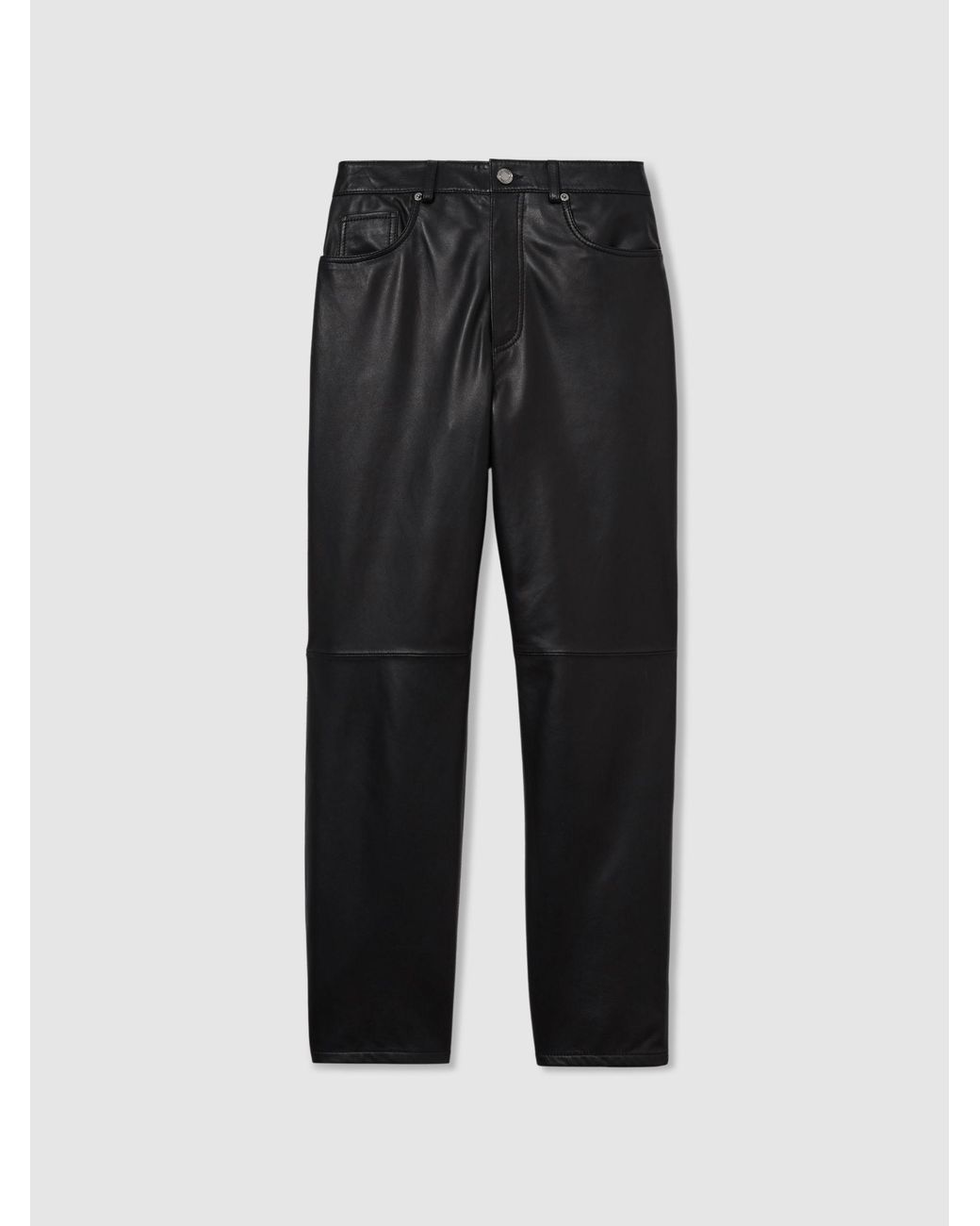 Reiss Black Leather Slim-leg Pants