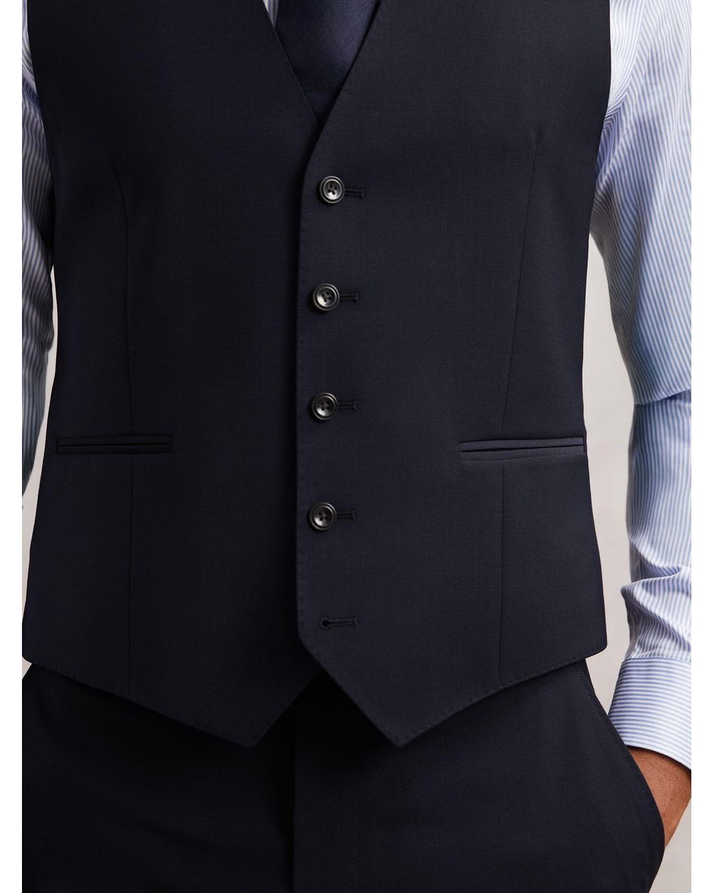 Reiss Blue Promise - Navy Wool-blend Tailored-fit Waistcoat, Us 38 Regular for men