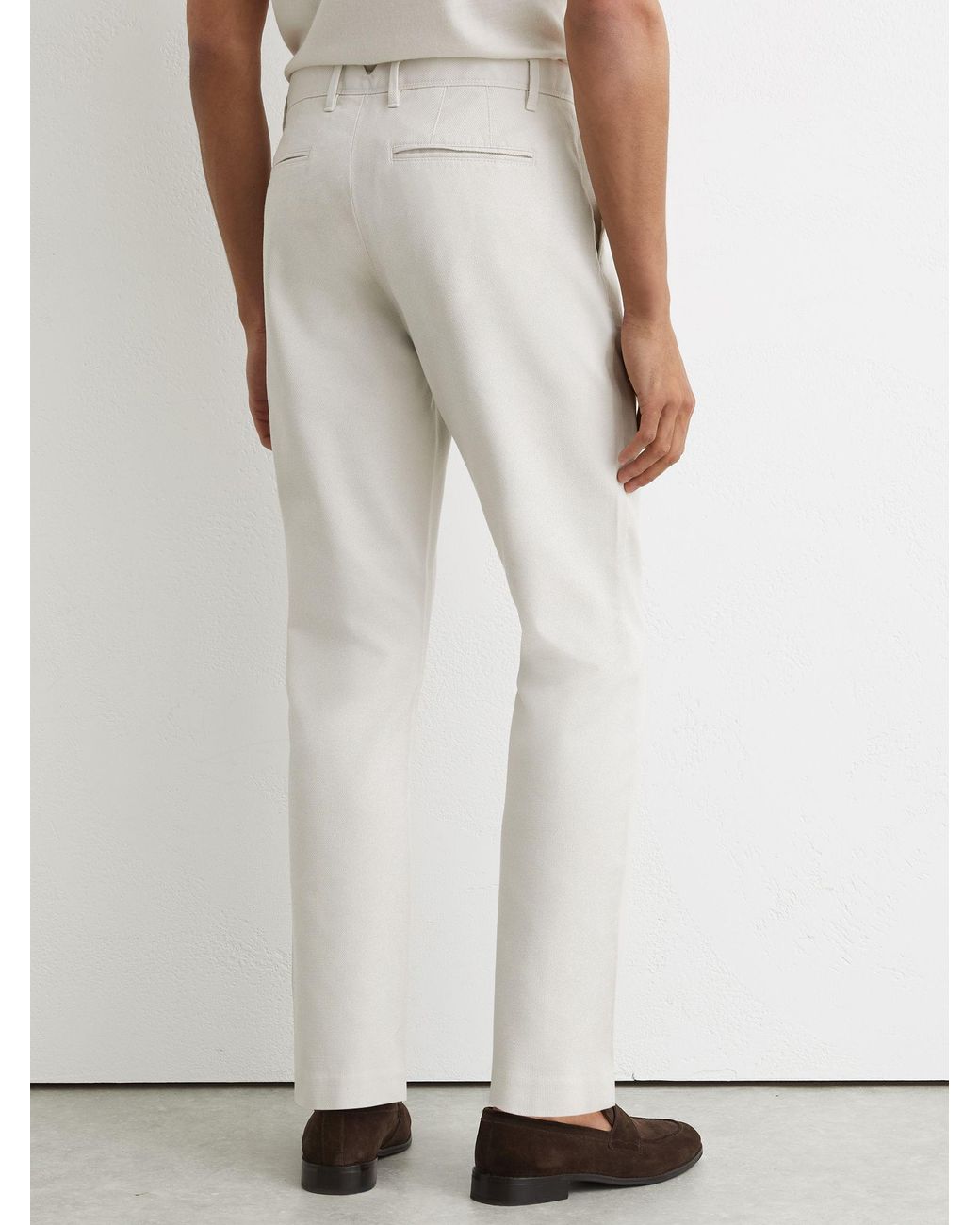 Reiss White Cotton Piqué Chino Trousers for men