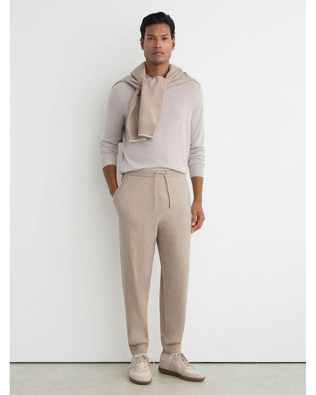 Reiss Natural Merino Wool-Blend Cuffed Joggers for men