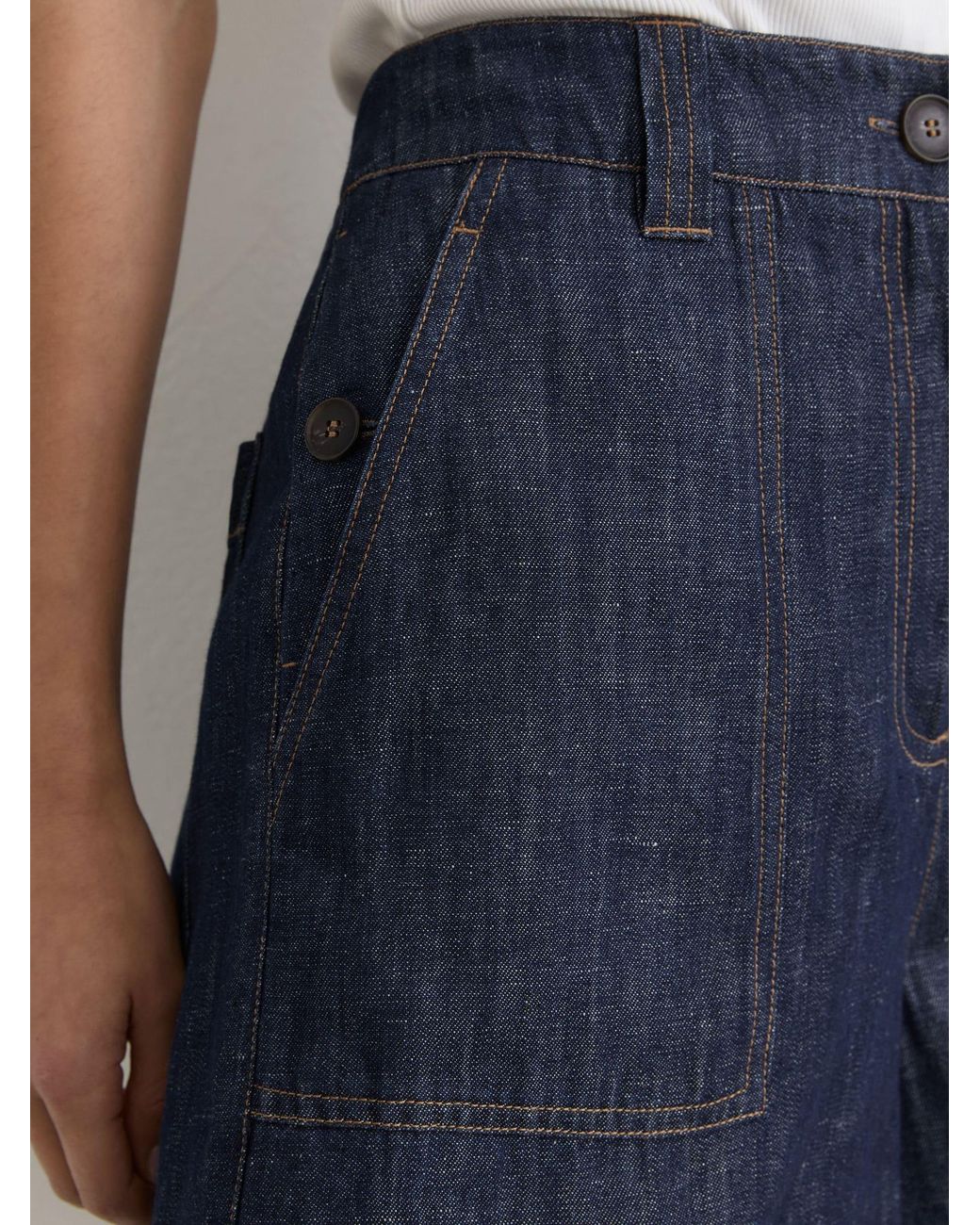 Reiss Blue Linen Chambray Shorts