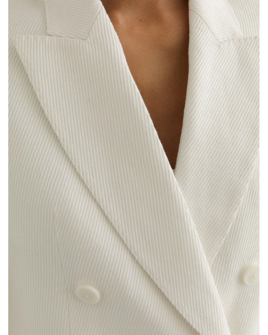 Reiss White Linen-Blend Double-Breasted Suit Jacket