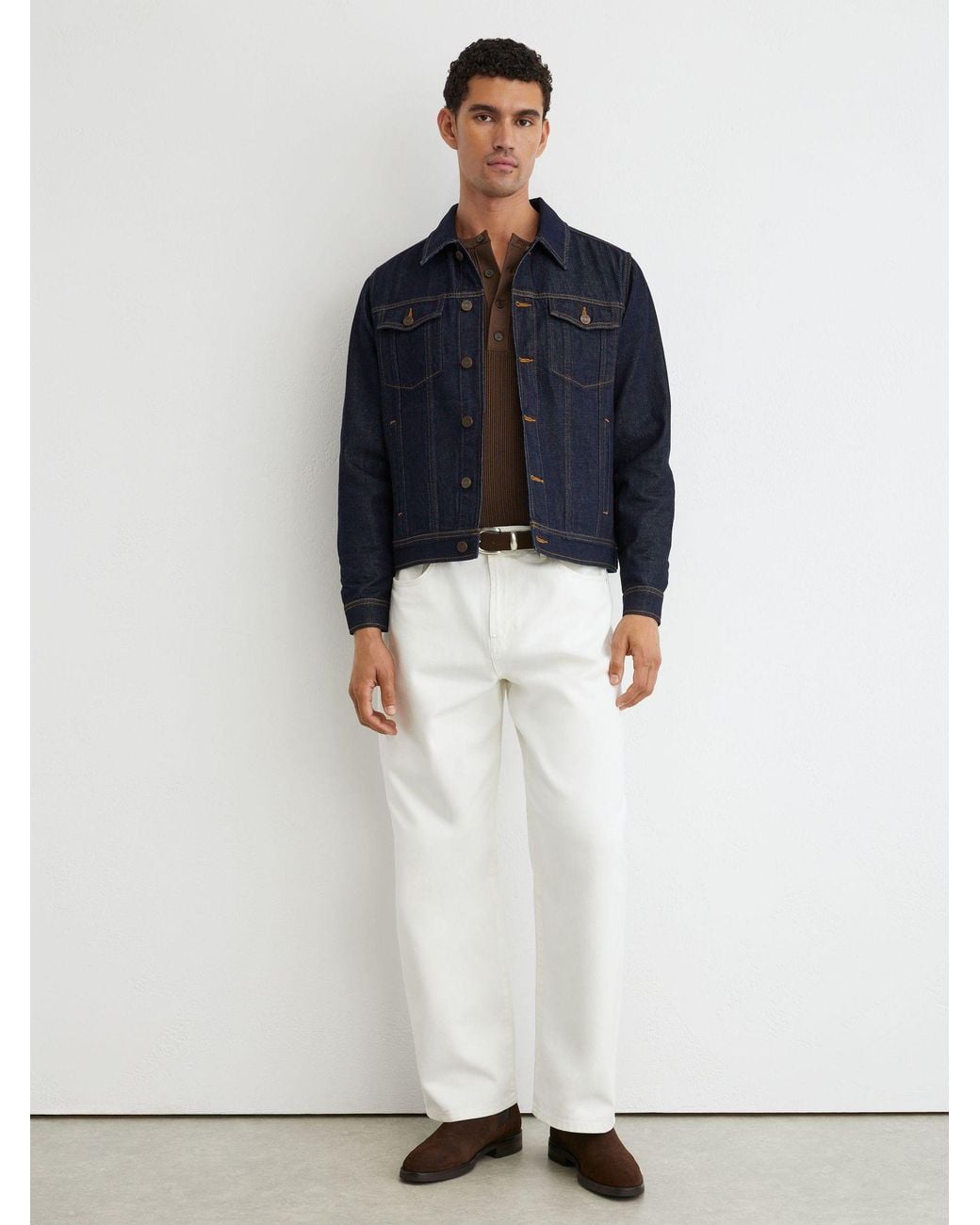 Reiss Blue Acre - Dark Indigo Denim Trucker Jacket, Xs for men