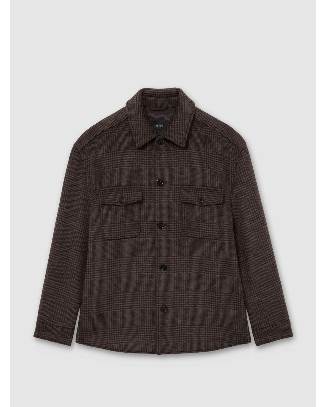 Reiss Brown Liam Wool-Blend Twin-Pocket Overshirt for men