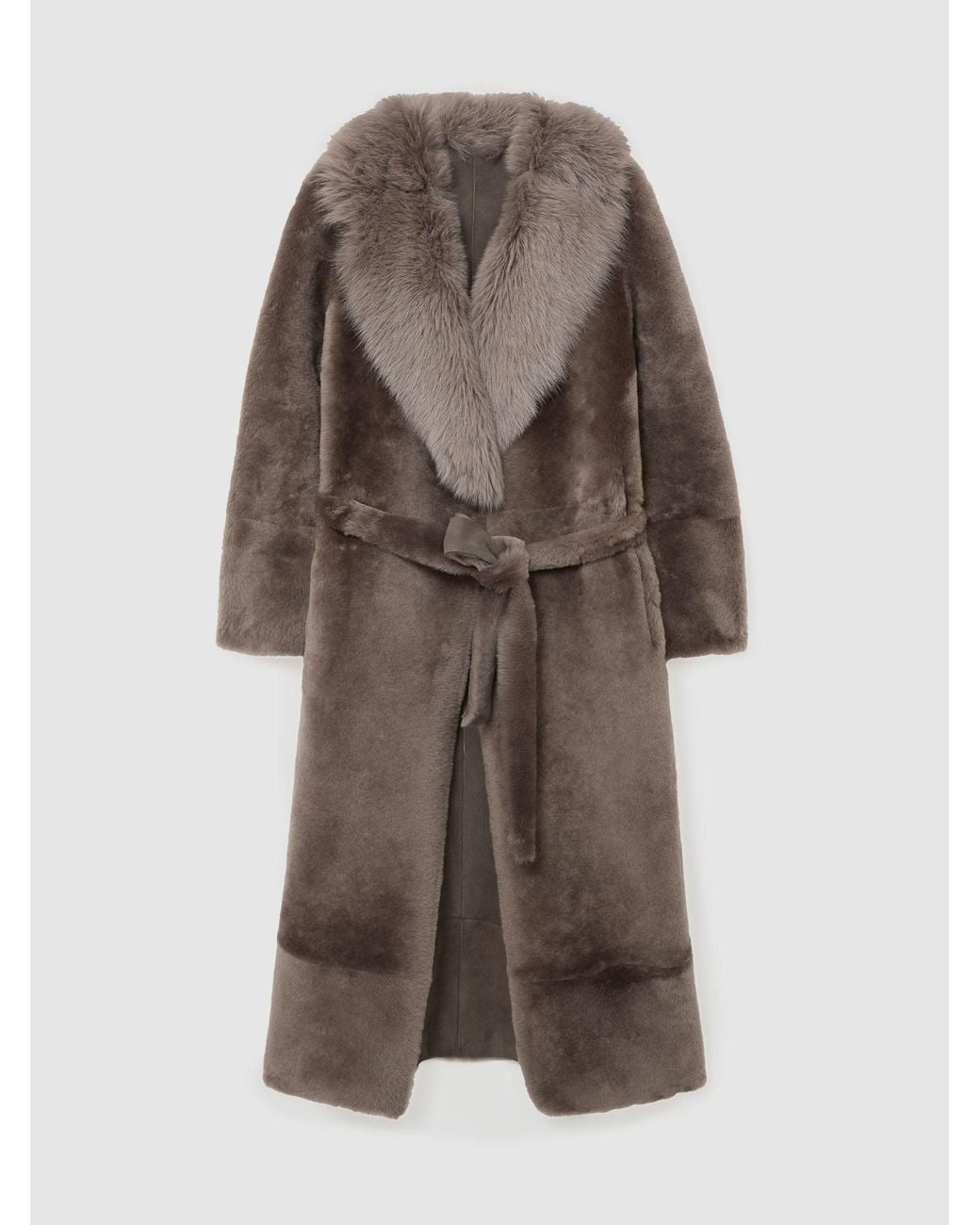 Reiss Multicolor Petite Toscana-Collar Shearling Long Coat
