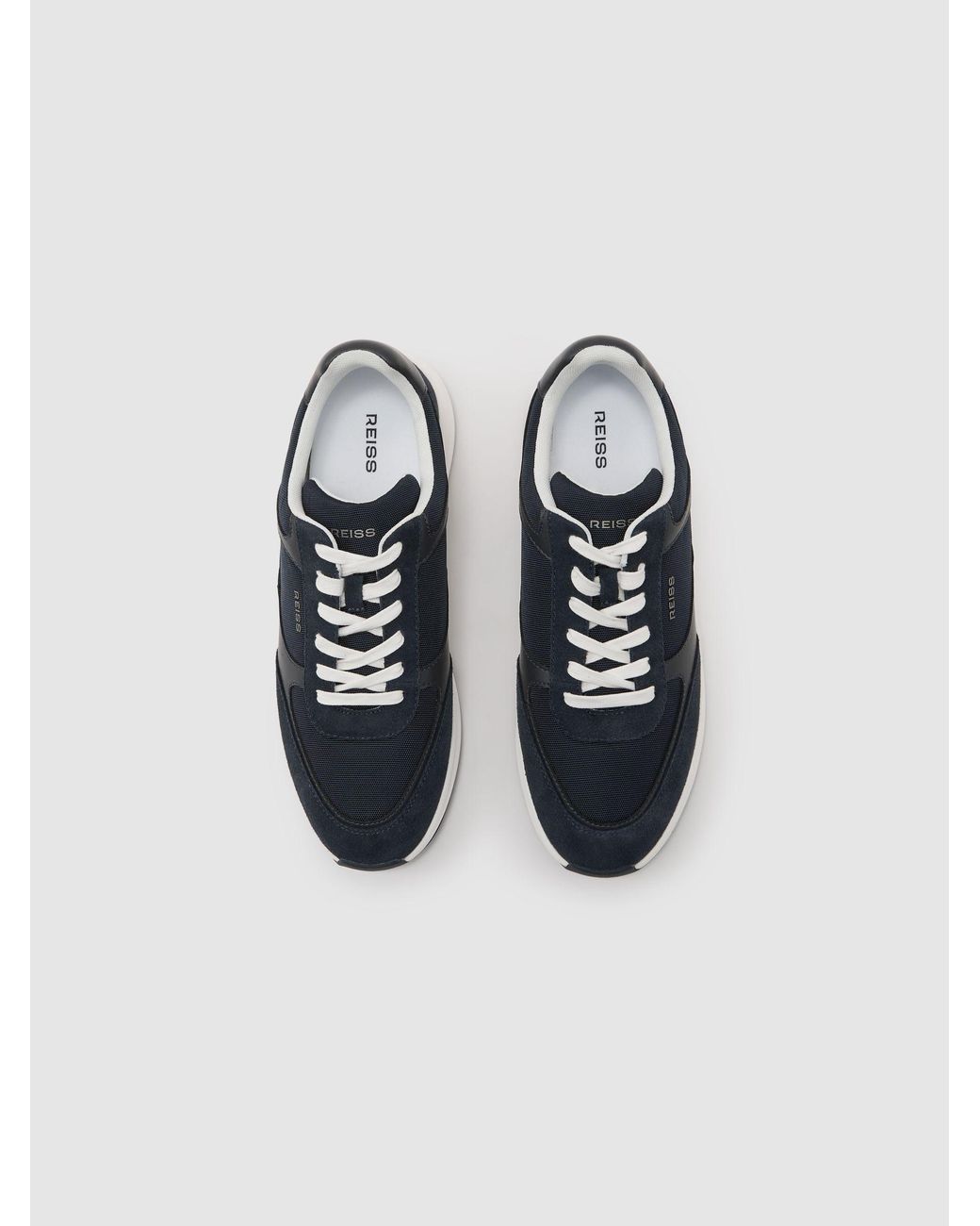 Reiss Blue Suede-Trim Runner Trainers for men
