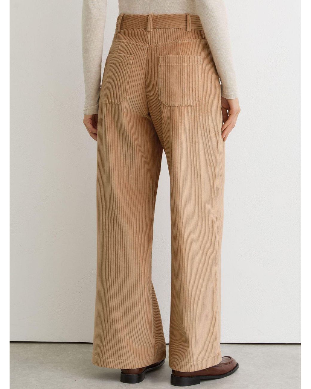 Reiss Natural Stanton - Camel Cotton Corduroy Wide-leg Trousers, Us 4 Regular