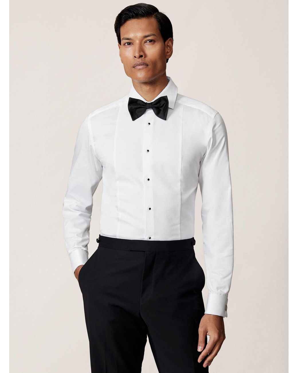 Reiss White Marcel Slim Fit Cotton Double-Cuff Dinner Shirt for men