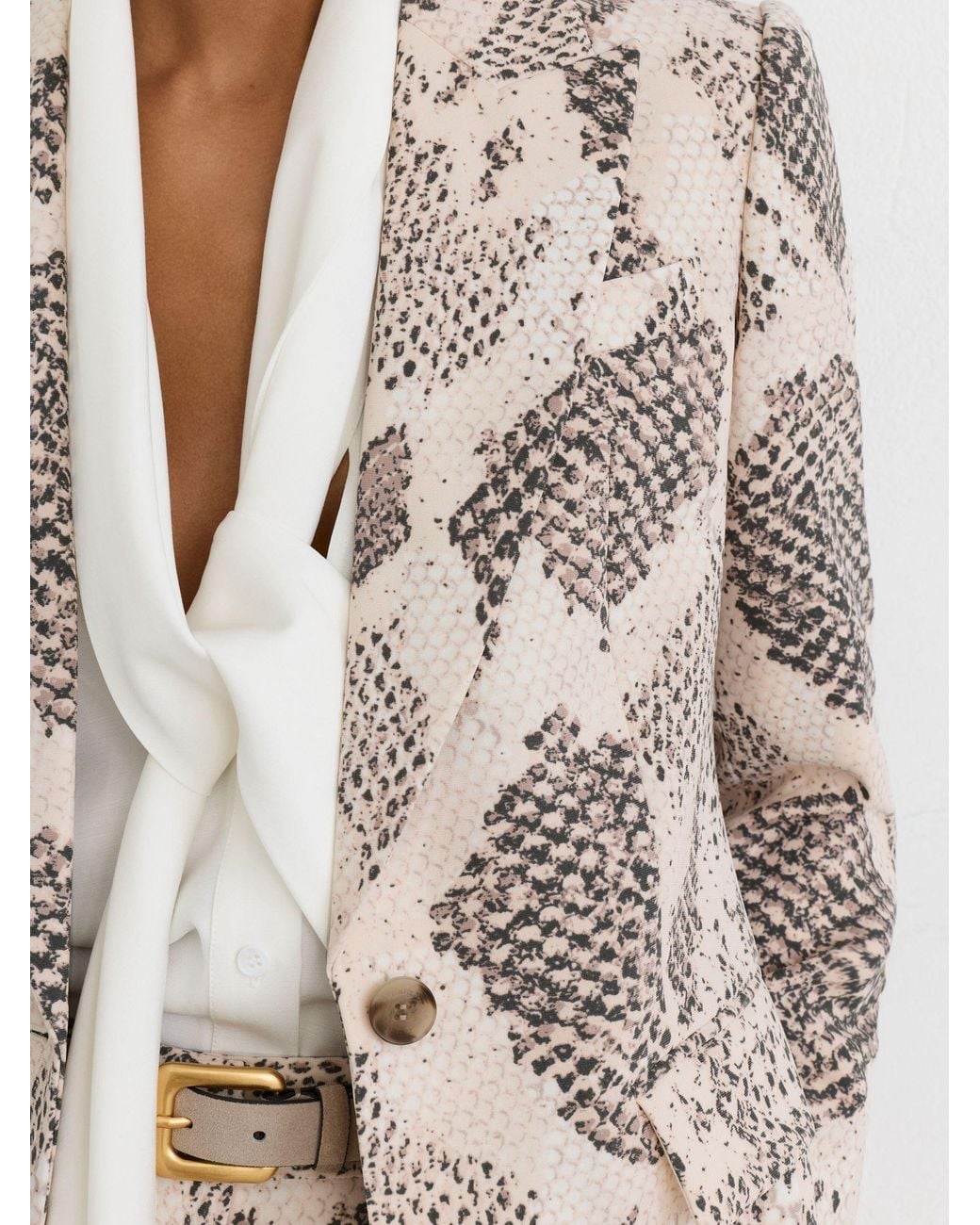 Reiss Natural Snake-Print Single-Breasted Blazer