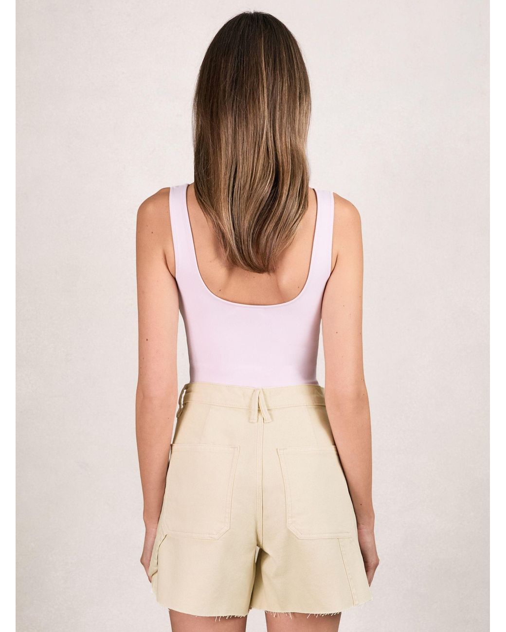 GOOD AMERICAN Natural Ecru Long Denim Shorts