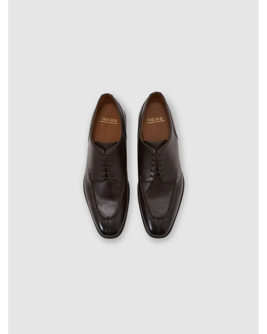 Reiss Black Leather Split-Toe Derby Shoes for men