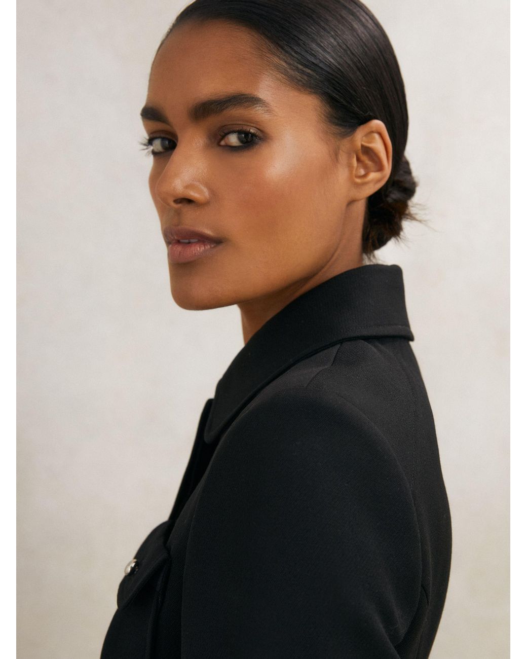 Reiss Black Atelier Wool Belted Jacket