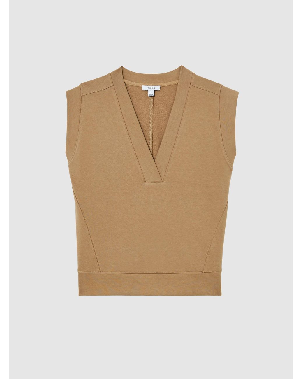 Reiss Natural Cotton-Blend Sleeveless V-Neck Sweat Top