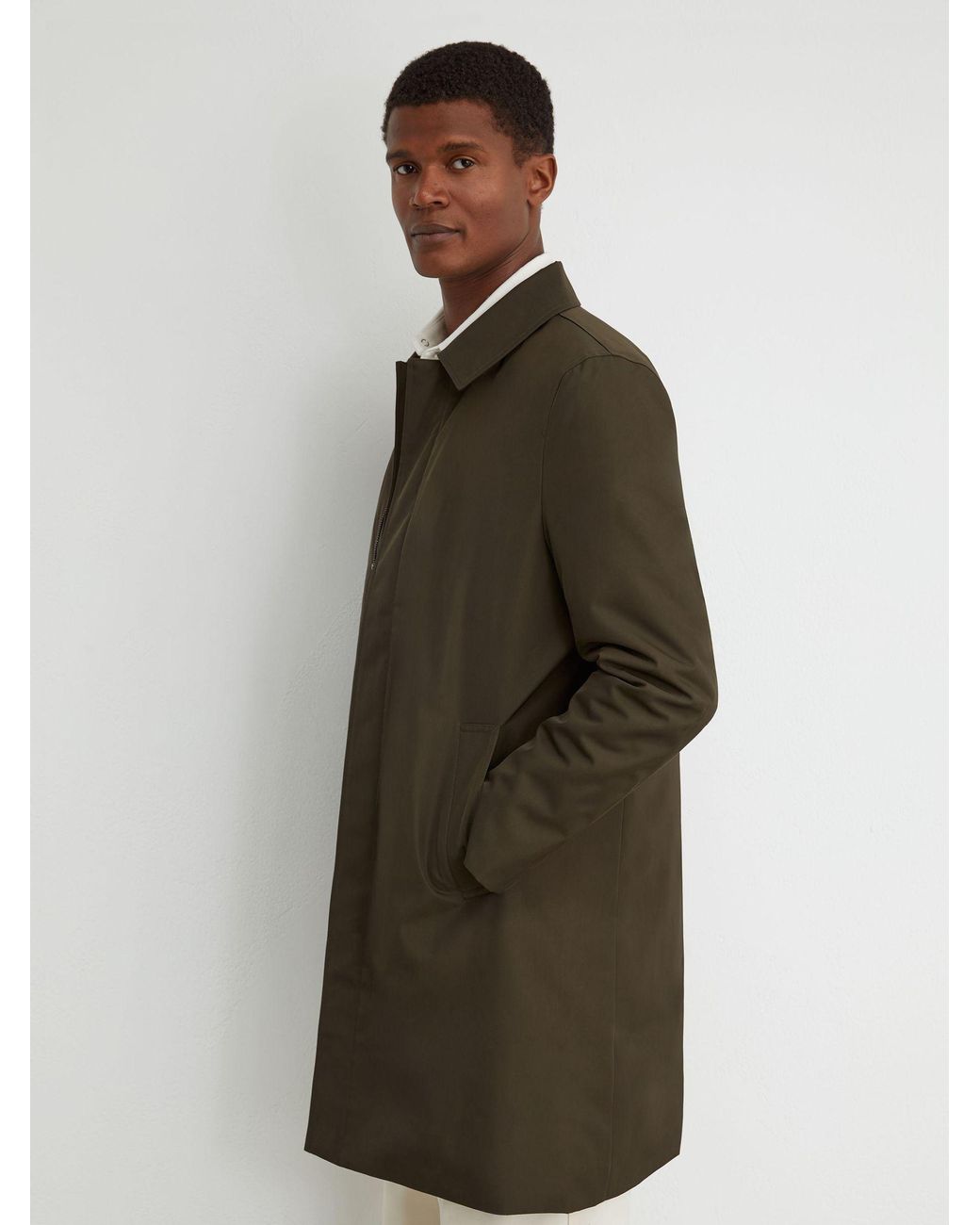 Reiss White Technical Long Zip-Through Jacket for men