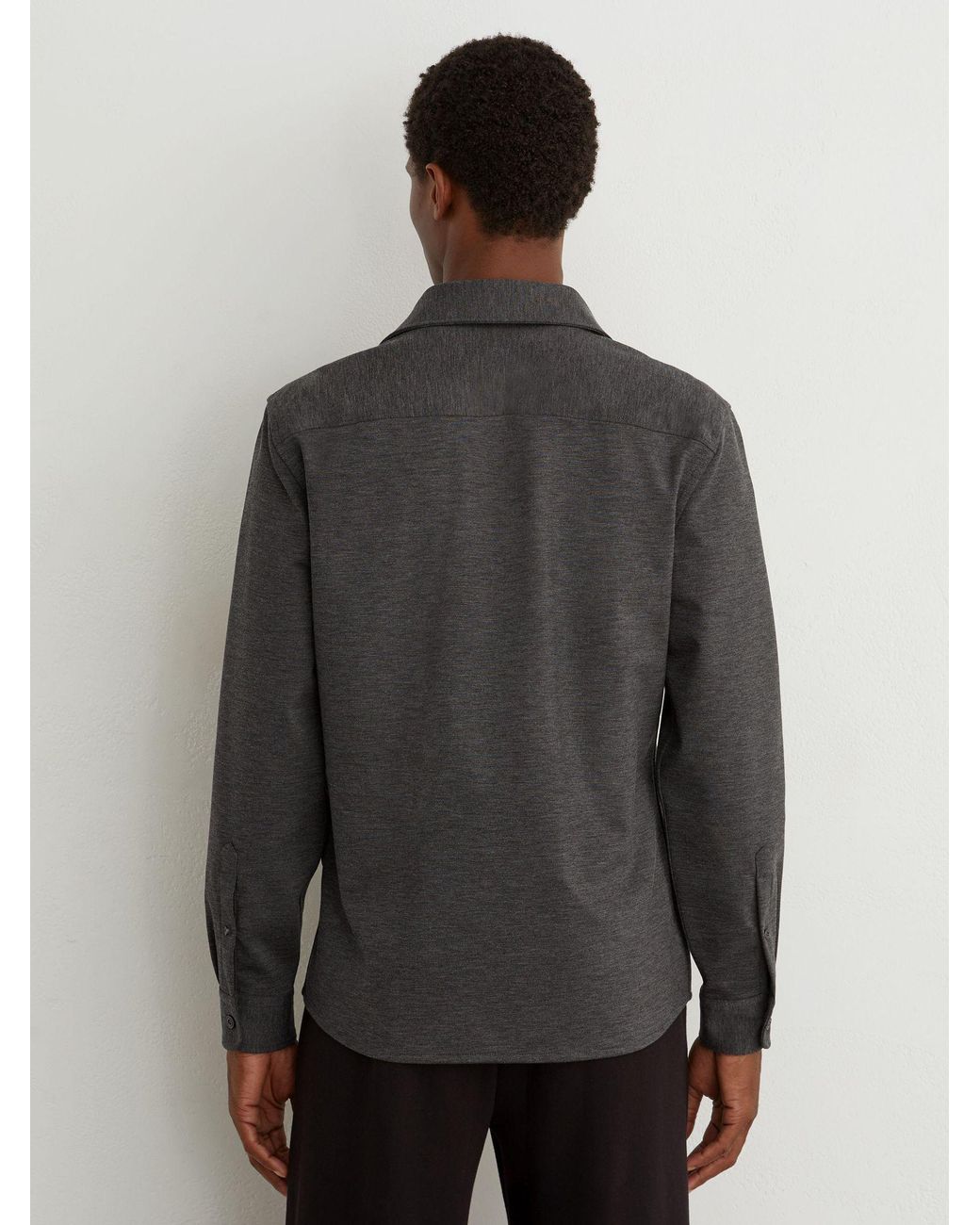 Reiss Gray Twin-Pocket Button-Through Overshirt for men