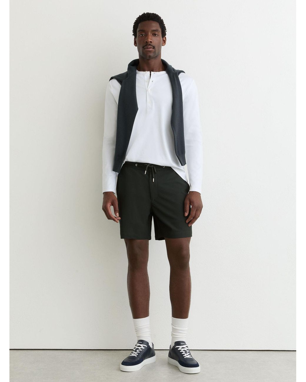 Reiss White Newmark Textured Drawstring Shorts for men