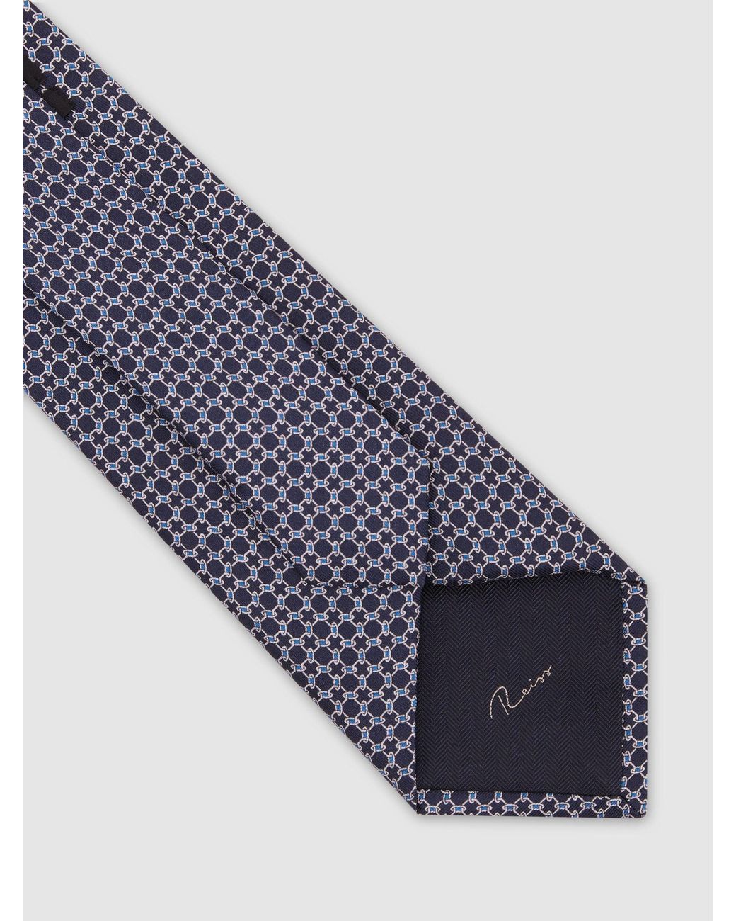 Reiss Blue Catena - Navy Silk Geometric Chain-print Tie, One for men