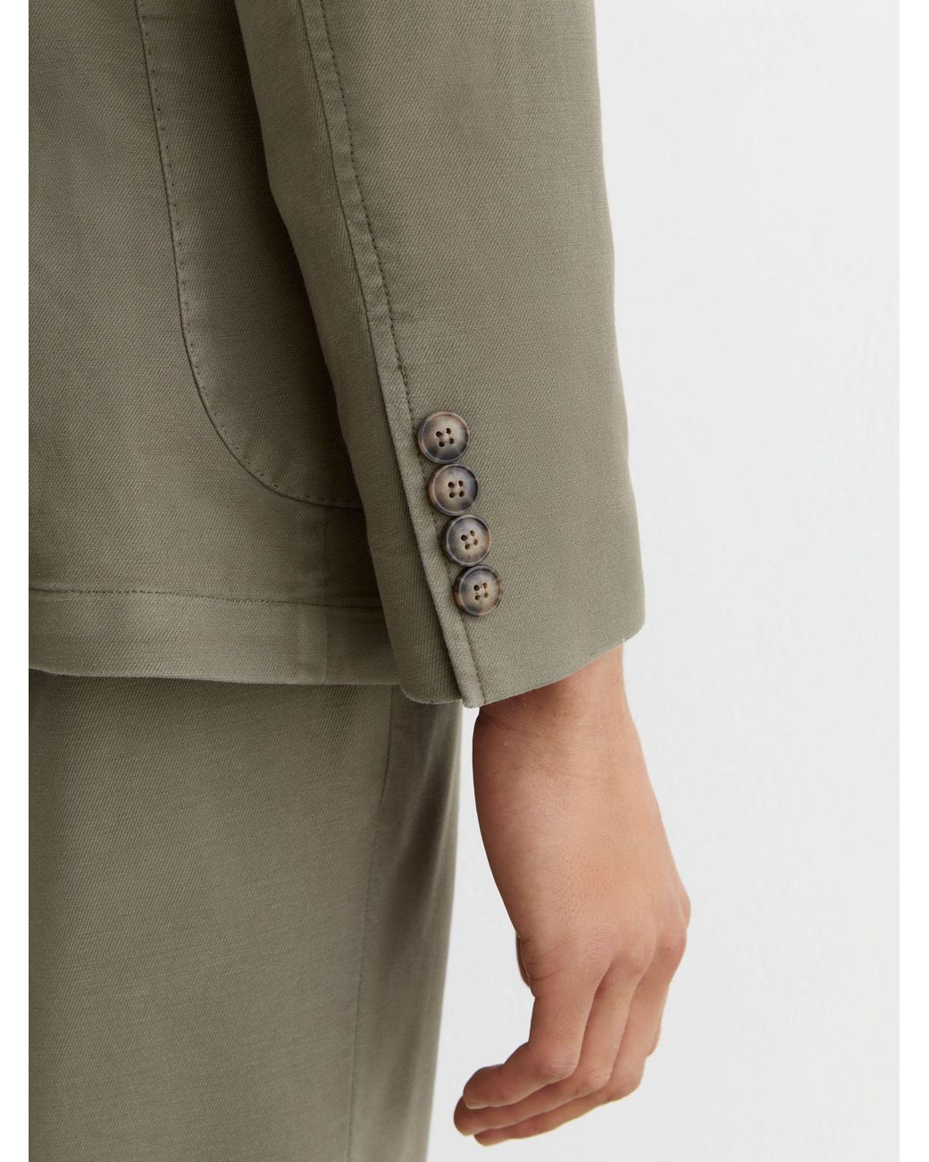 Reiss Green Garment-Dyed Piqué Single-Breasted Suit Blazer Tailored-Fit for men