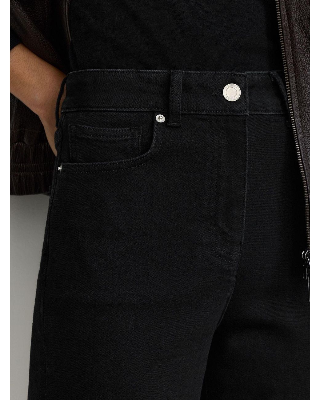 Reiss Black High-Rise Bootcut Jeans
