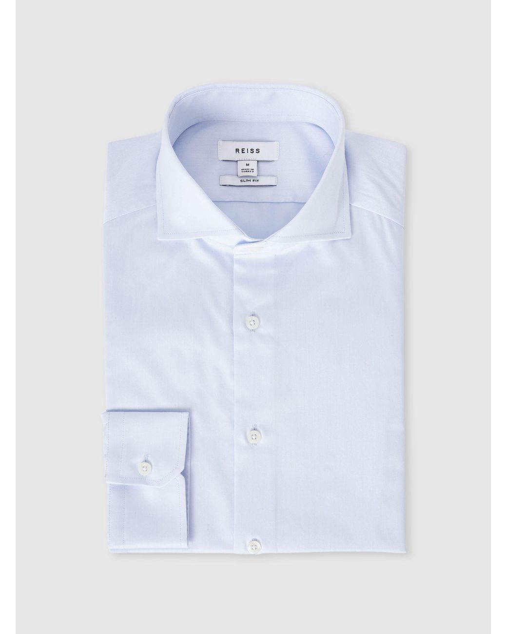 Reiss White Slim - Soft Blue Storm Slim Fit Cotton-twill Two-fold Shirt, 14.5 for men