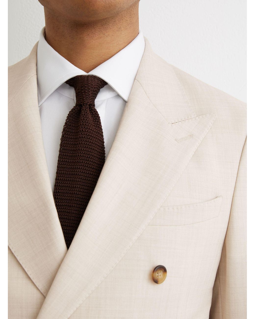 Reiss Natural Belmont Double-Breasted Textured Blazer With Wool for men