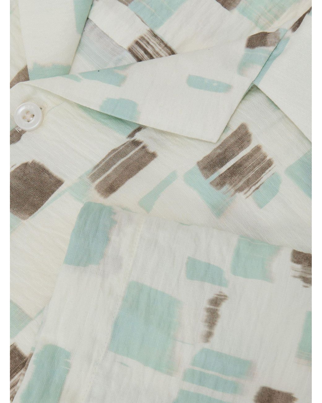 Reiss White Brushstroke-Print Cuban-Collar Shirt for men