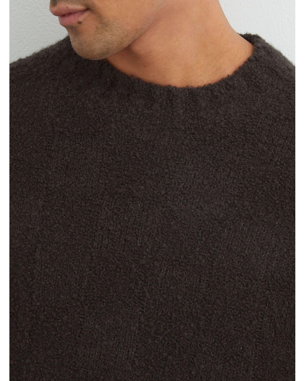 Reiss Black Wool-Cashmere Bouclé Square-Knit Jumper for men